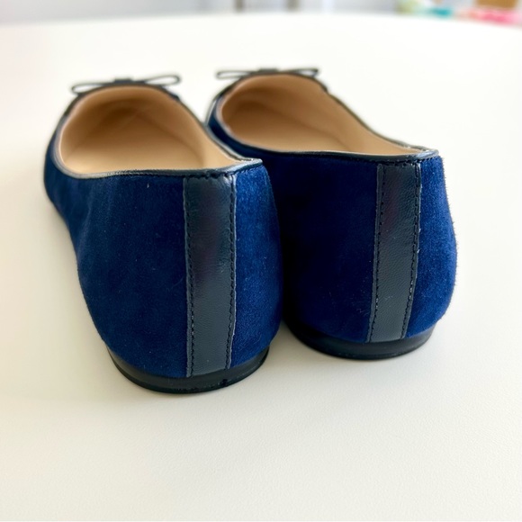Nine West Blue Suede Flats w/ Black Leather Bow - Picture 3 of 5